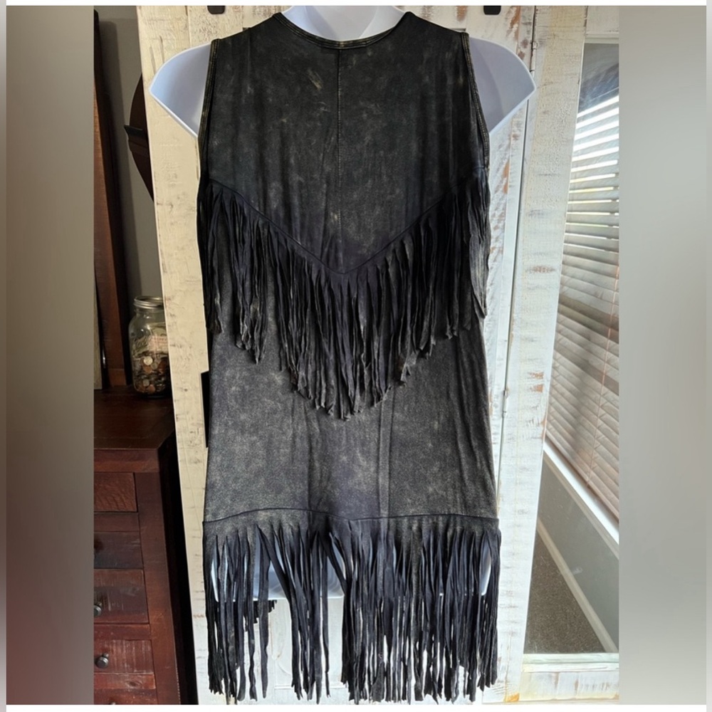 Rock & Roll Cowgirl Black Fringe Suede Vest